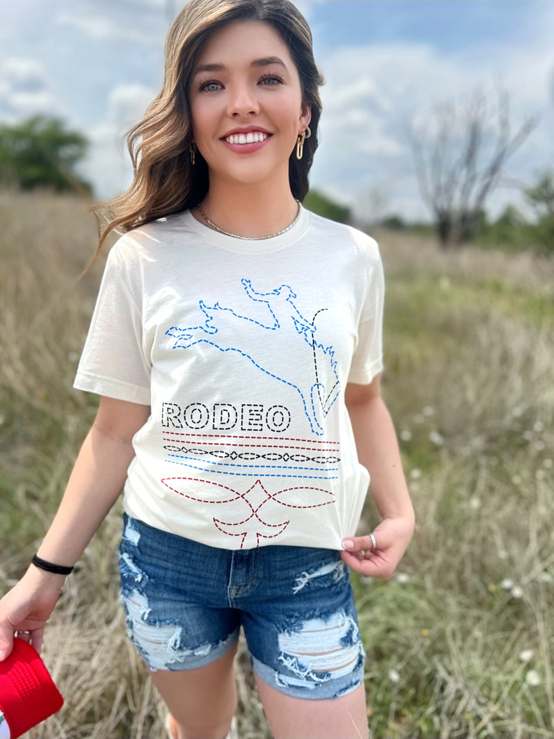 Sterling Kreek Too Cool for British Rule Tee I Gussieduponline. top. women's top. white. graphic tee. red. blue. independence. freedom. short sleeve. scoop neck. apparel. women's western boutique. small business. Ships fast from Texas.