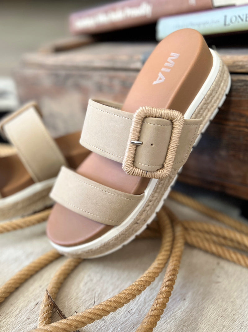 Suede Sand Raffia Platform Sandals | pataconquindiano