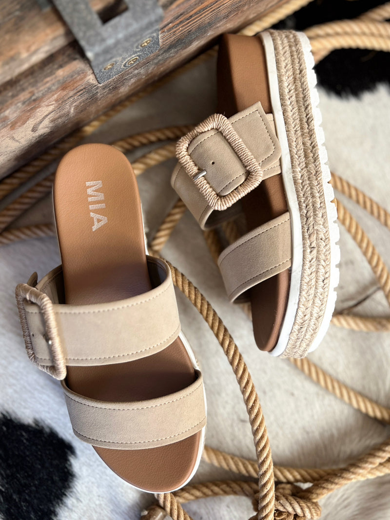 Suede Sand Raffia Platform Sandals | pataconquindiano