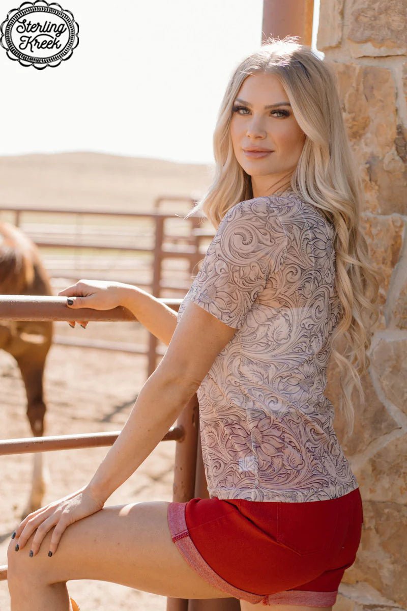 Sterling Kreek Country Tooled Mesh Top | pataconquindiano