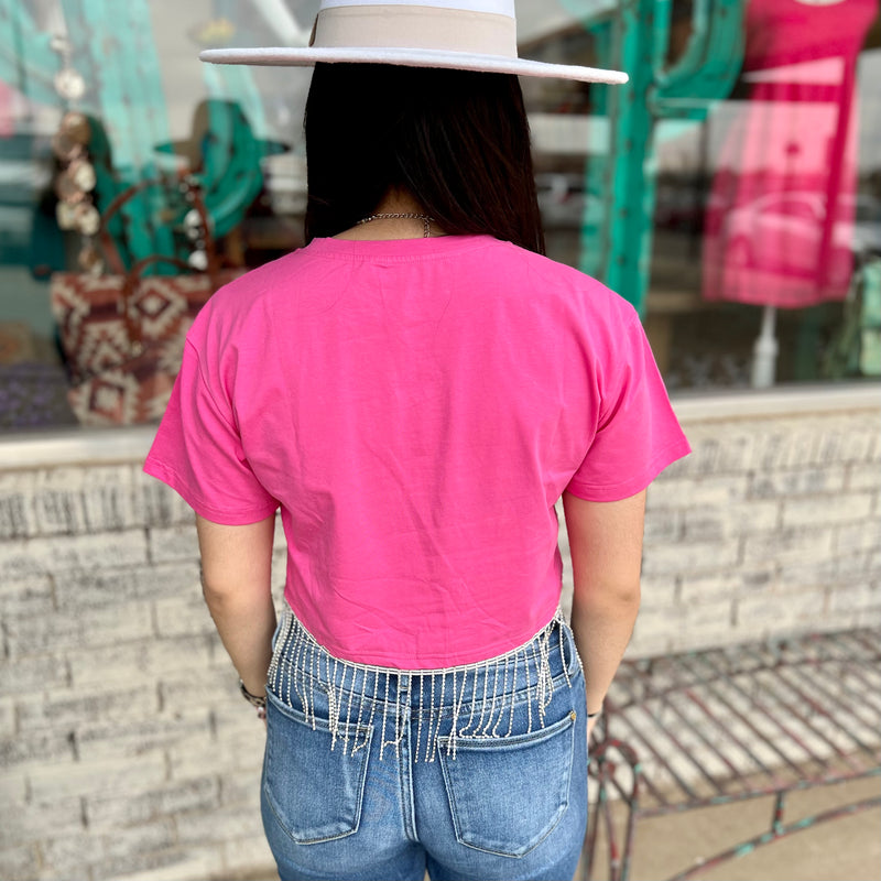 Pink  Rhinestone Crop Top* | pataconquindiano